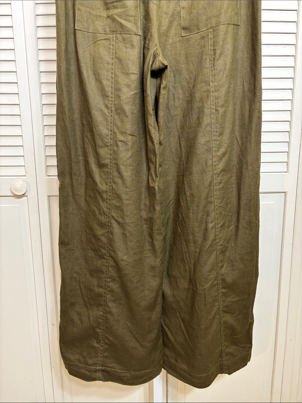 Reformation Olive Green Declan Wide Leg Pants with Convertible Length Medium - Picture 13 of 16